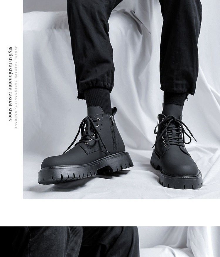 Martin stiefel männer Britischen stil high-top dicken boden höhe zunehmende werkzeug leder stiefel high-top motorrad mode stiefel 3305-R_voghion.com