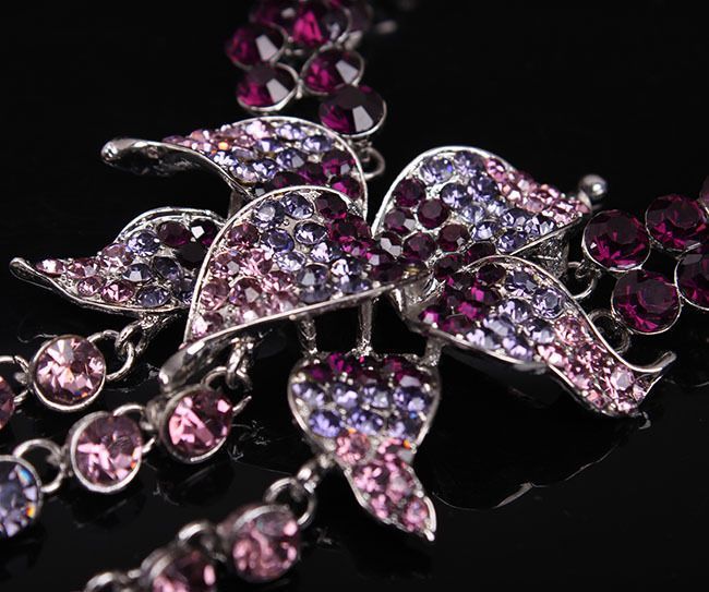 Collana lunga con nappa e fiore, orecchini, set formale per clavicola, collana da donna, accessori per abiti da sposa_voghion.com