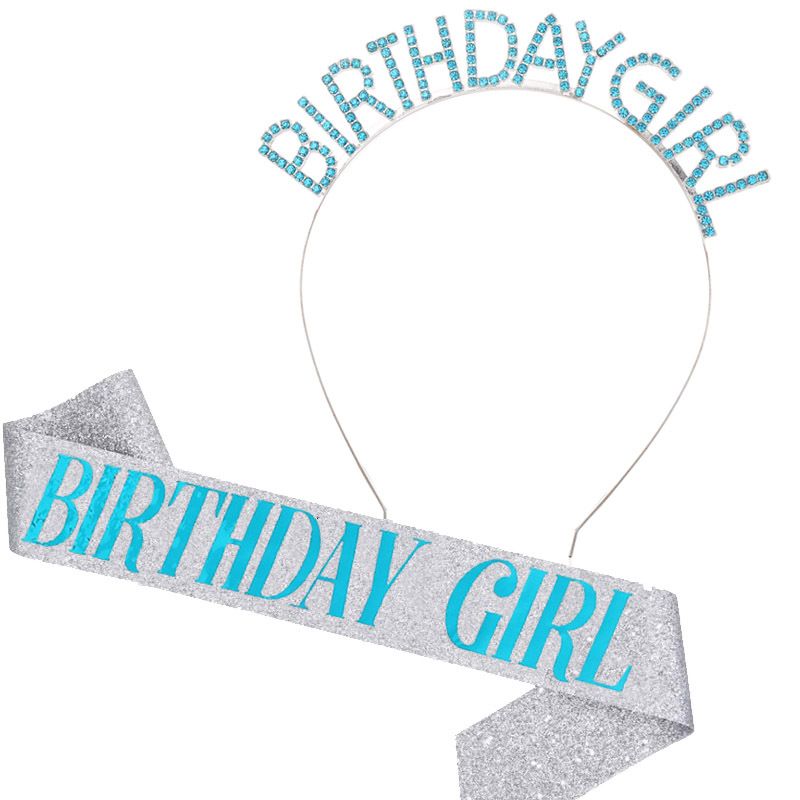 Mädchen Königin Stirnband Party Geburtstag Party Geschenk GEBURTSTAG Mädchen Glitter Bunte Schulter Gurt Etikette Gürtel_voghion.com