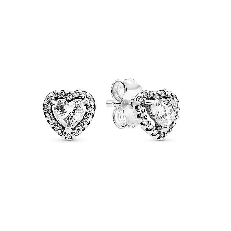 Orecchini a bottone rosa a forma di cuore, anello di diamanti placcato argento, collana con nicchia a forma di cuore splendente, regalo Ins_voghion.com