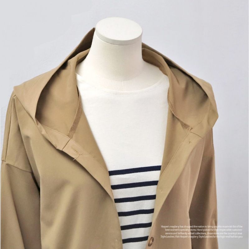 Women's Spring Autumn New Long Sleeve Jacket Loose And Slim, Simple Hooded, Medium Length Windbreaker For Women_voghion.com