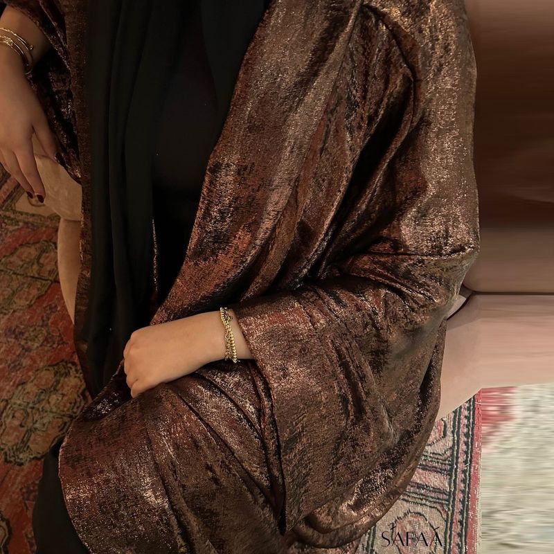 Vêtements pour femmes musulmanes, robe estampillée dorée, abaya, vêtements d'extérieur, cardigan_voghion.com