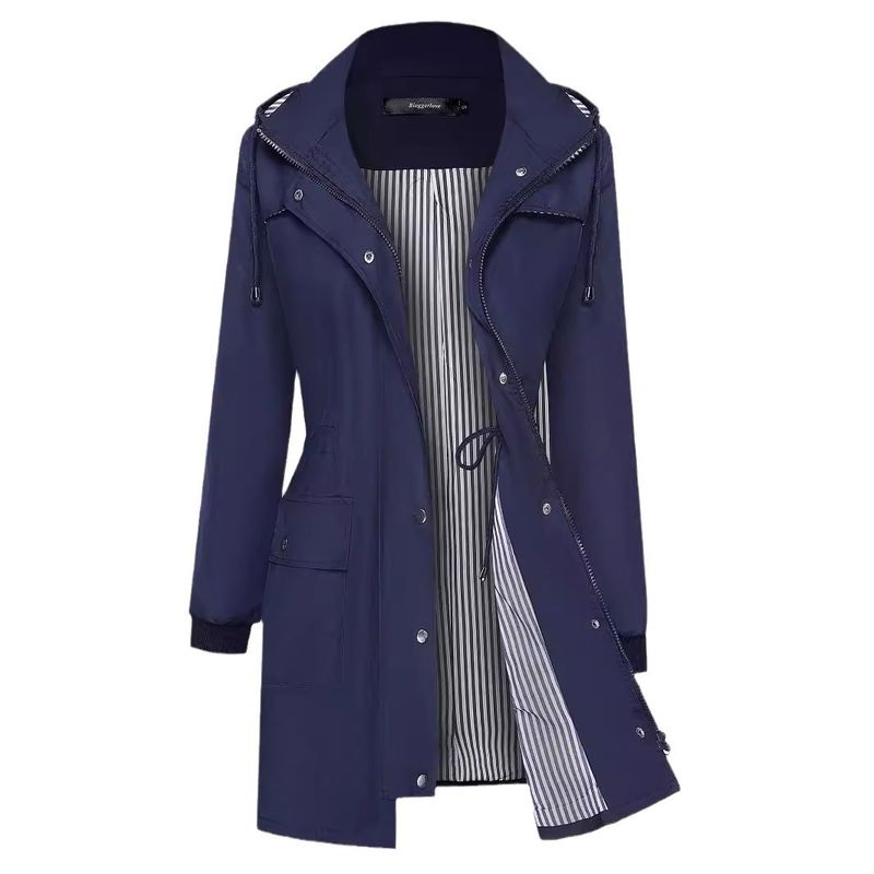 Dames lichtgewicht regenjas waterdicht gestreept wandelen outdoor afneembare capuchon windjack_voghion.com