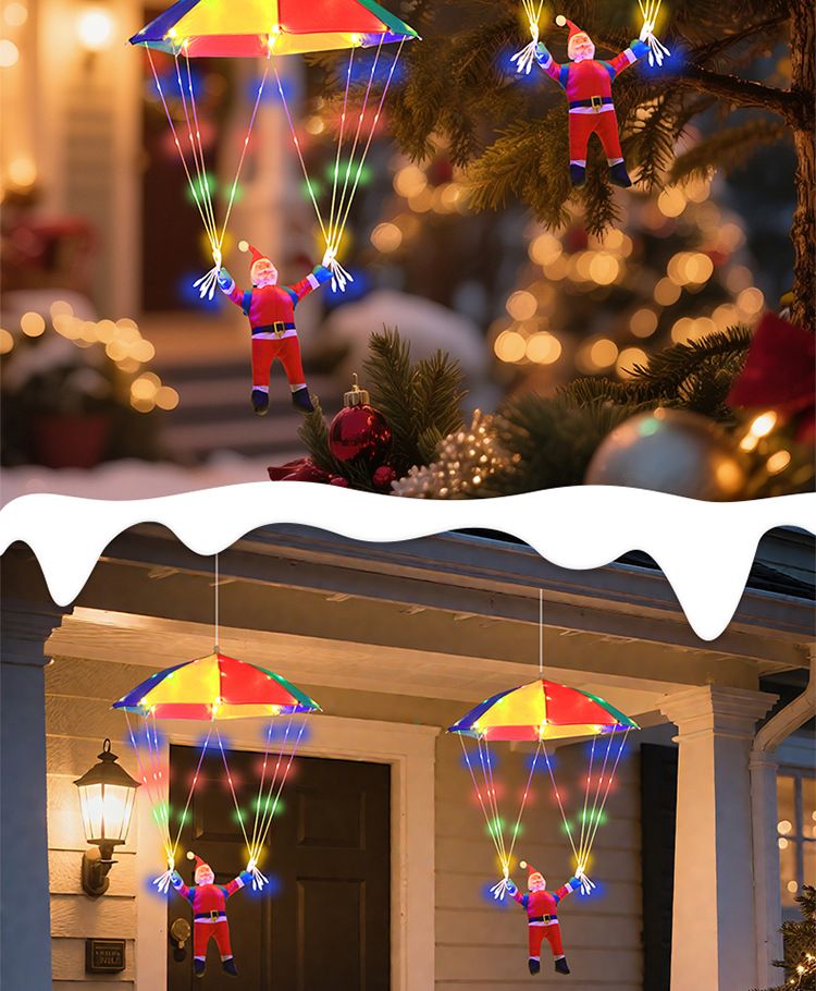 Cross-Border New Product Elderly Courtyard Eaves Hanging Decorative Leather Line Lights Christmas Parachute Light String_voghion.com