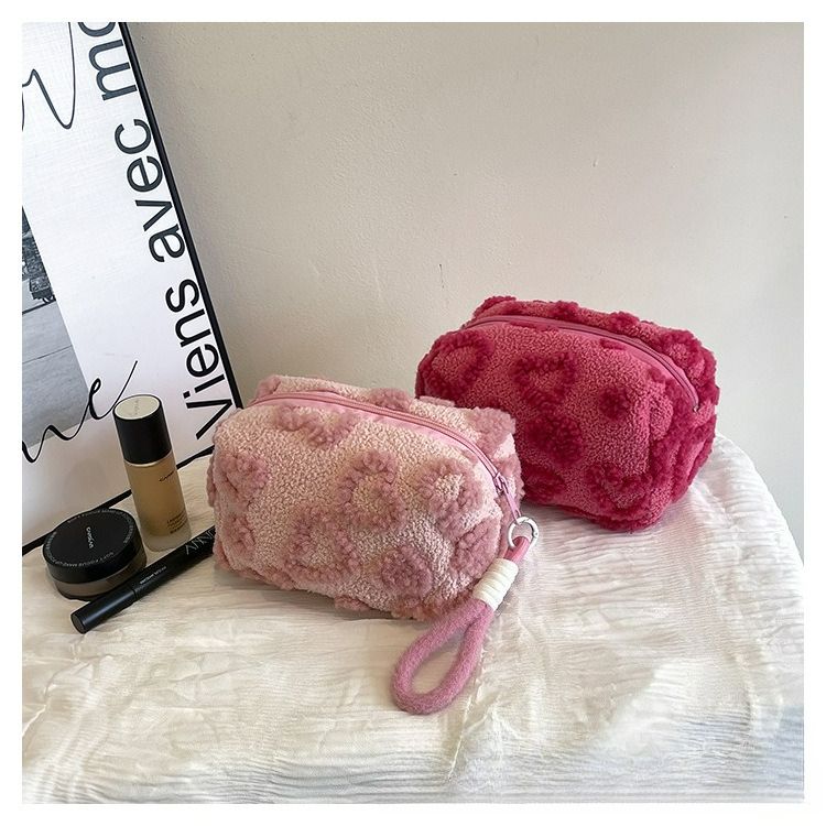 Mouth Red Envelope Solid Color Mini Small Cosmetic Bag Plush Earphones Change Storage Bag_voghion.com