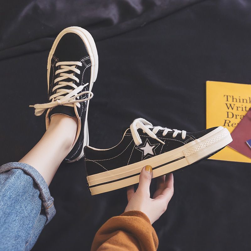 Frühling und Sommer, neues Canvas für Studentinnen, Hong Kong Style Low Top, koreanische Version, lässiges Harajuku-Ballboard_voghion.com