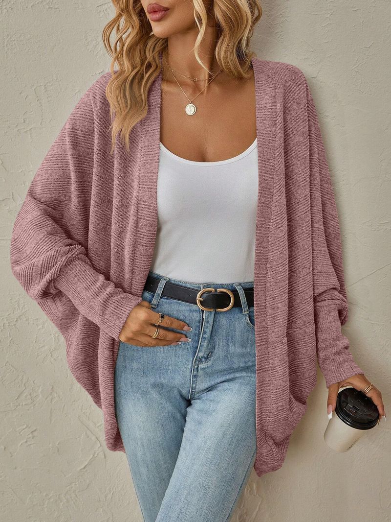 Abbigliamento da donna Cardigan lungo in maglia da donna - Cappotto in maglia con scollo a V e apertura frontale_voghion.com