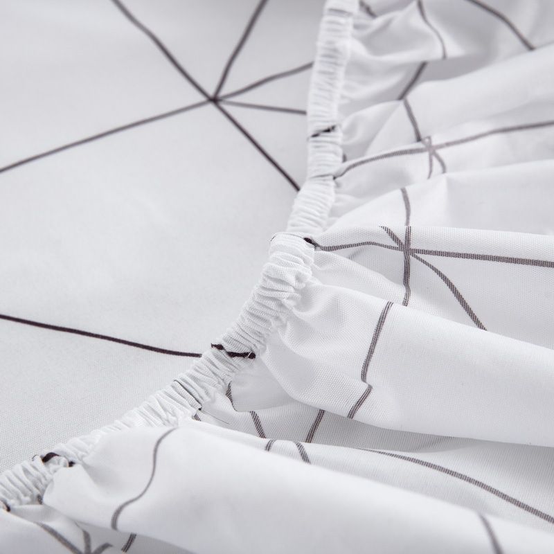 Gray And White Grid Lattice Mattress Cover Polyester Skin Friendly Bed Fitted Sheet Mattress Protector Fitted Sheet_voghion.com