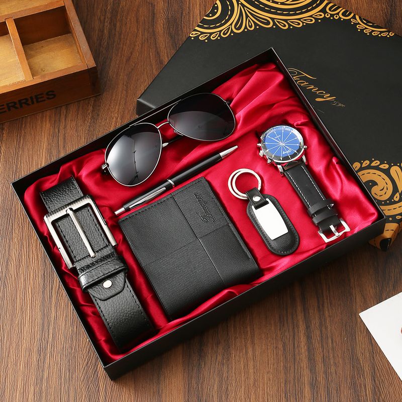 Geschenkset für Herren, Business-Uhr, Sonnenbrille, Gürtel, Geldbörse, Vatertag, Valentinstag, Geschenk, Souvenir_voghion.com