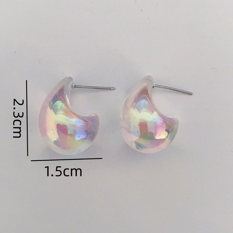 Orecchini a bottone semplici e geometrici a goccia d'acqua per donna, stile minimalista versatile, 2023, gioielli_voghion.com