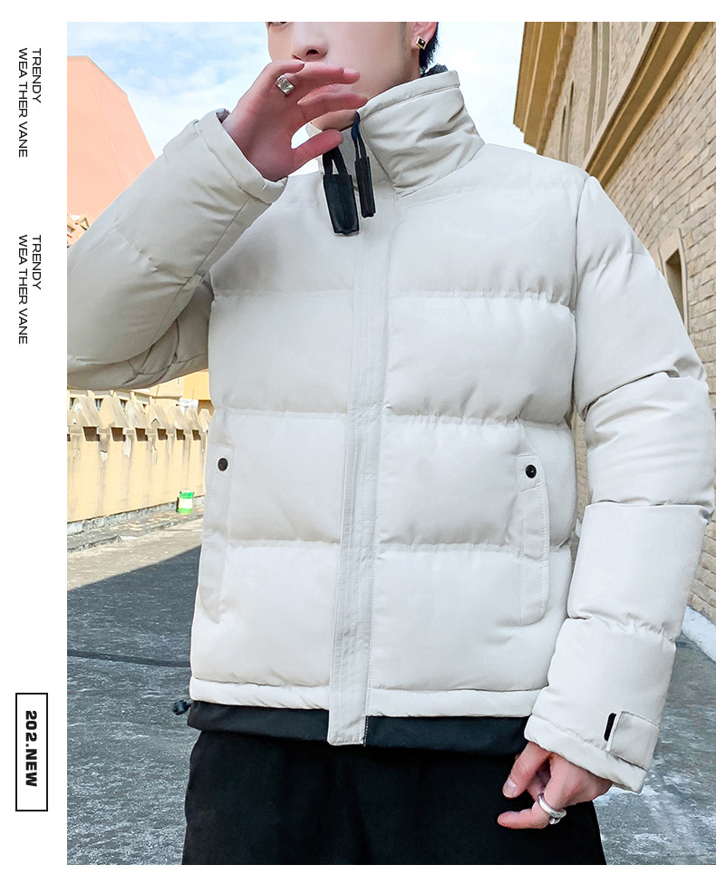 Cappotto in cotone per abbigliamento da uomo, cappotto in cotone ispessito, tendenza della moda, versatile cappotto in cotone ricamato con colletto rialzato, taglie forti_voghion.com