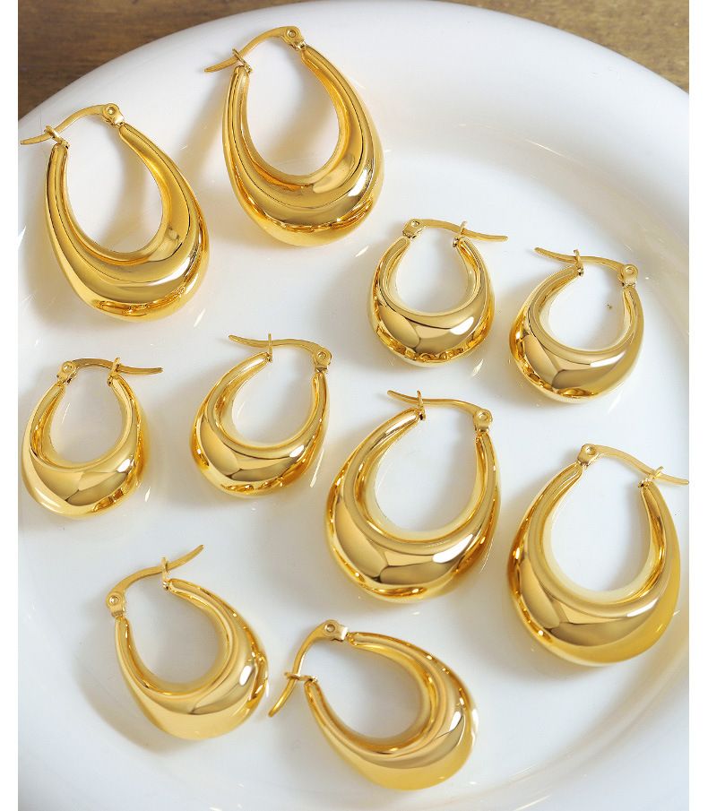 New U-shaped Earrings Made Of Titanium Steel With Gold Plating Hot Selling European And American Style No Fading Fashionable And Personalized Earrings_voghion.com