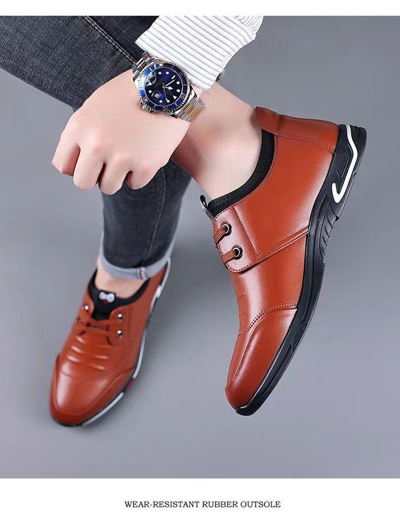 2023 new leather casual shoes lace-up breathable leather shoes work shoes cross-border wholesale men's shoes one-piece delivery_voghion.com