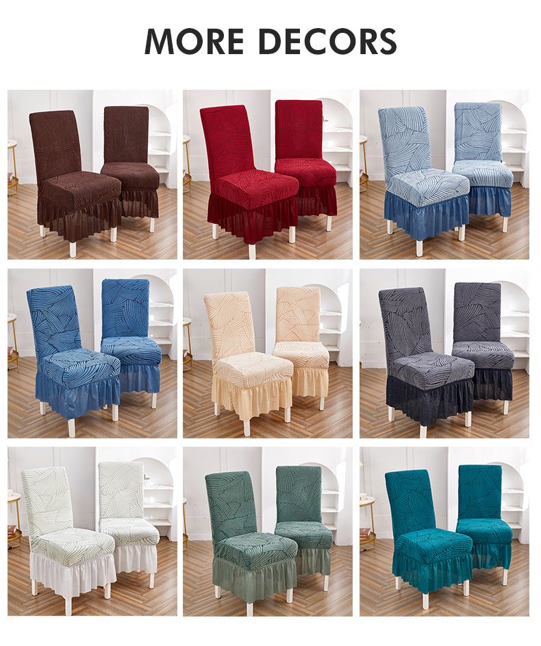Coprisedia invernale a copertura totale – Design con gonna elastica spessa, motivo a onde solide per sedie da pranzo e da ufficio_voghion.com