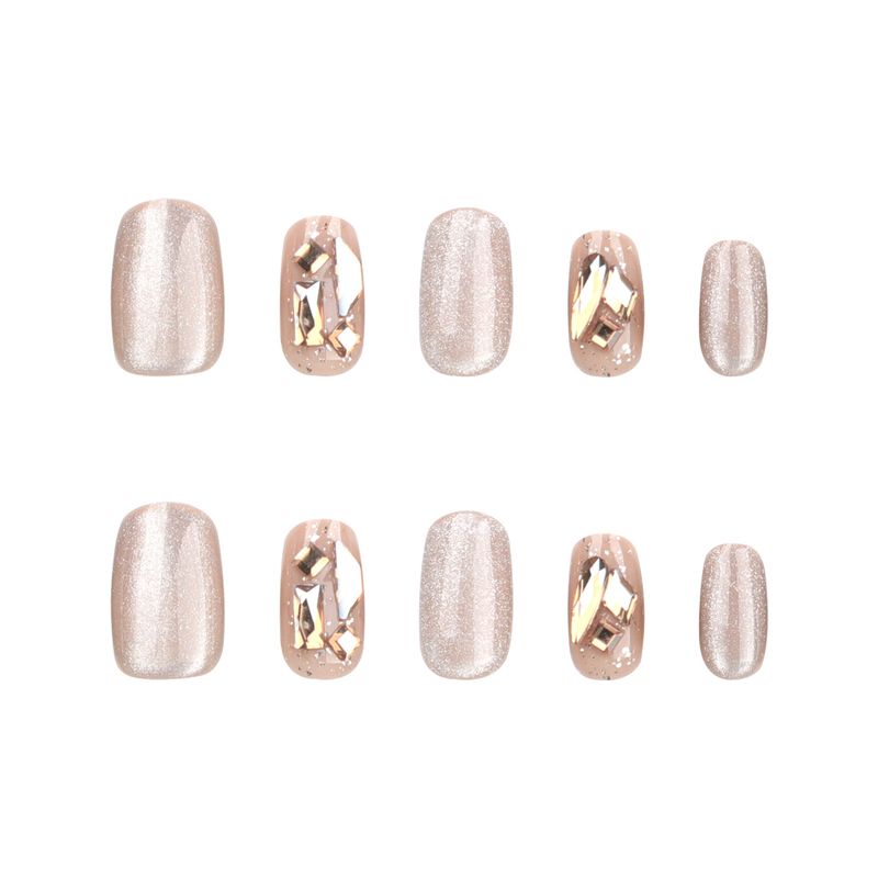 Confezione da 30 smalti per unghie color nudo, tinta unita, diamanti champagne, smalto scintillante esplosivo_voghion.com