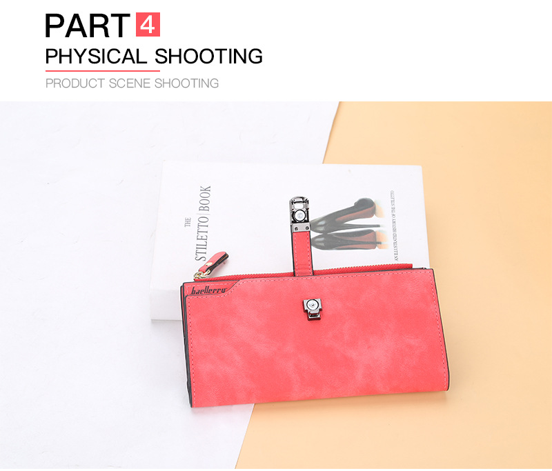 Baellerry Women's Long Wallet New Arrival Multi-card Matte Leather Clutch Multi-functional Mobile Phone Bag_voghion.com