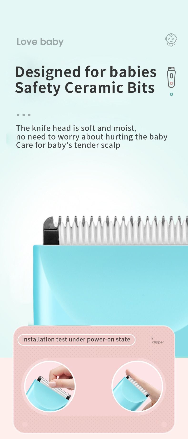 Baby Hair Clipper Rechargeable – Ultra-Quiet Kids Hair Trimmer With 3 Guard Combs, Cordless & Waterproof For Infants/Toddlers, Painless Rounded Blades_voghion.com