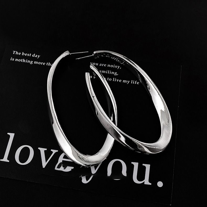 Orecchini a cerchio ovali in stile minimalista Silver Needle, semplici e alla moda, eleganti gioielli per le orecchie di alta qualità_voghion.com