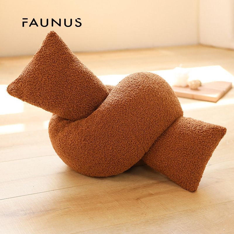 Coussin décoratif en peluche douce motif lune et boule (motif abstrait moderne, idéal pour un canapé-lit, un cadeau, une décoration d'intérieur, en velours)_voghion.com