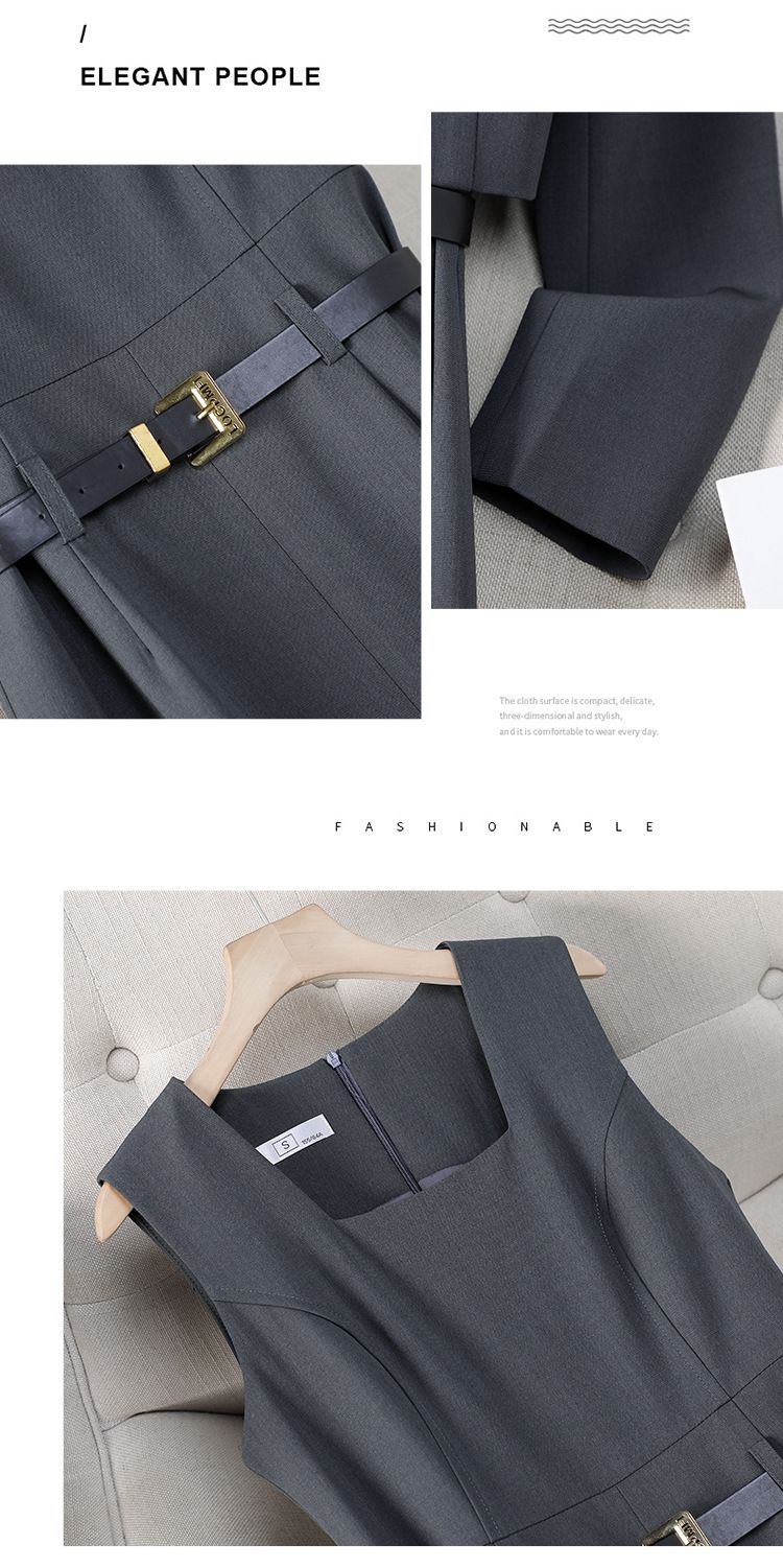 Naiste rõivad Pruun lühike ülikond jakk Naiste kevad- ja sügisriided Uus kallihinnaline vest seelik ülikond seelik_voghion.com