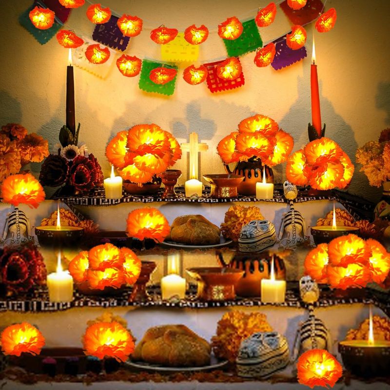 Light String Led Halloween New Chrysanthemum Light Qingming Festival Marigold String Light Ghost Festival Decorative Light Wholesale_voghion.com