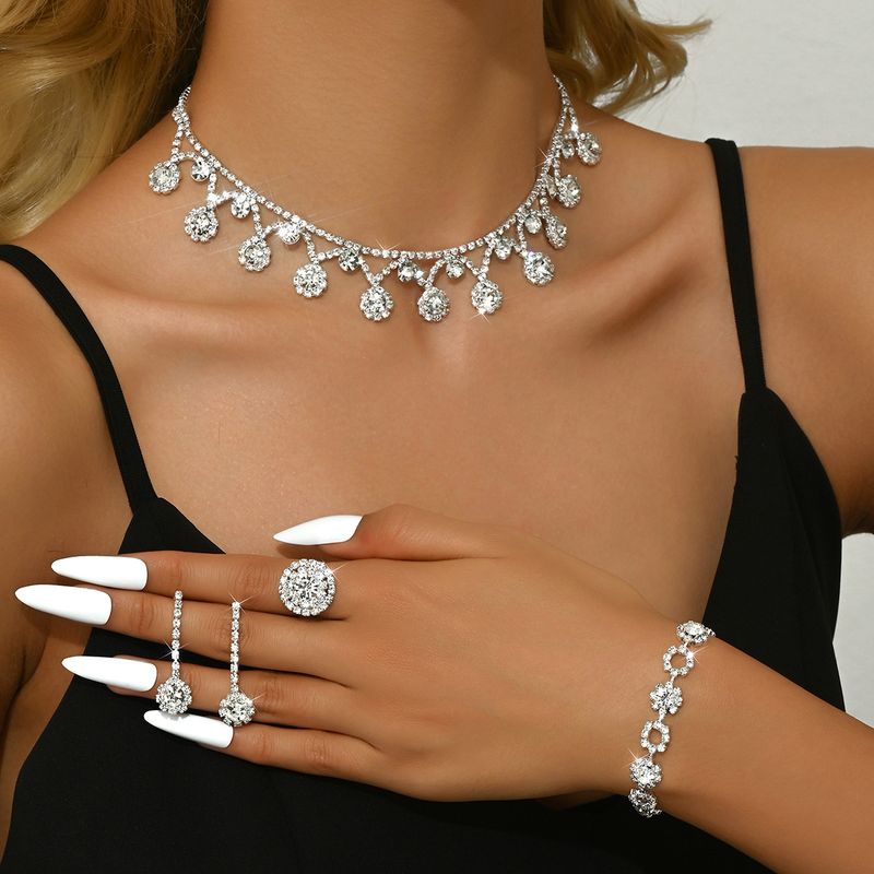 Collana orecchini bracciale collana semplice moda coreana set tre pezzi matrimonio gioielli sposa accessori abito da sposa_voghion.com