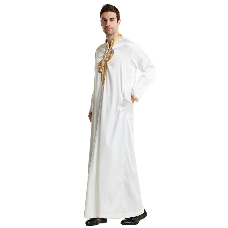 Meeste riided Püstitõmbusega tikitud rüü moslemi kaftan_voghion.com