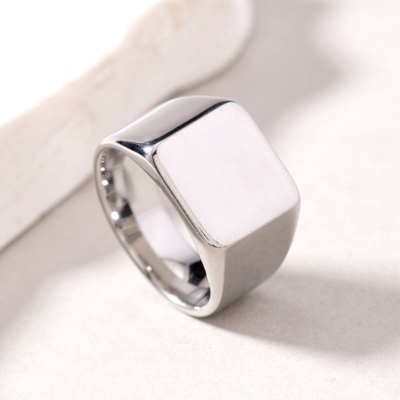 Rings Stainless Steel Jewelry Punk Style Personalized Casting Three Dimensional Titanium Steel Ring For Men Square Glossy Surface_voghion.com