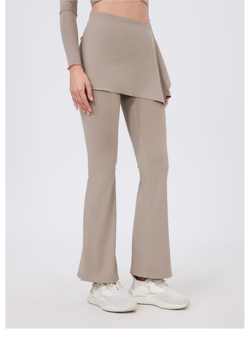 K Fake Two-piece High-waisted Pleated Yoga Pants With A Butt Curtain, Sheer For Running And Sports, Breathable Fitness Bell-bottom Pants_voghion.com