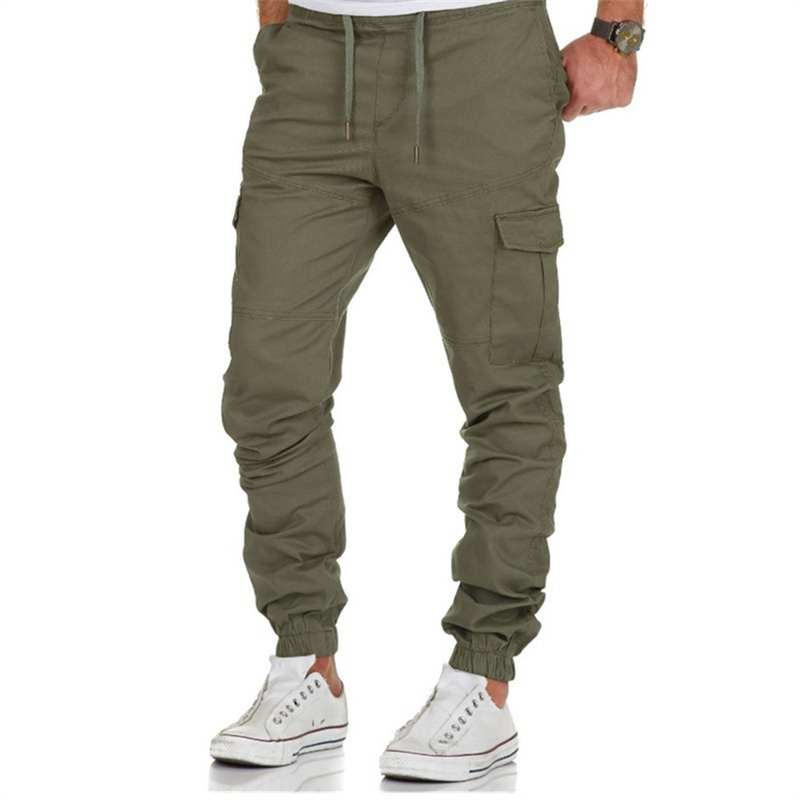 Pantalon cargo multi-poches tissé pour hommes, vêtements décontractés pour sports de plein air, corset à la mode_voghion.com