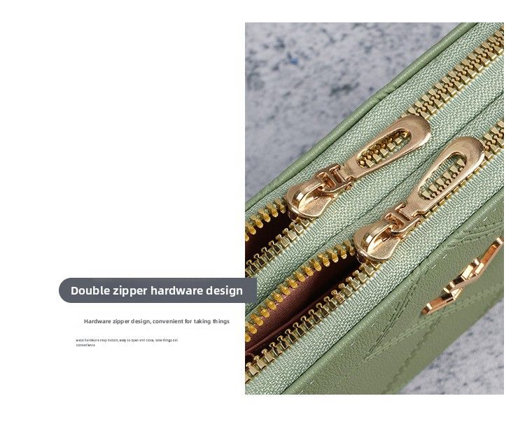 Women's Long Wallet, Double Zipper, Large Capacity Clutch Bag, Double Wallet, Mobile Phone Bag._voghion.com