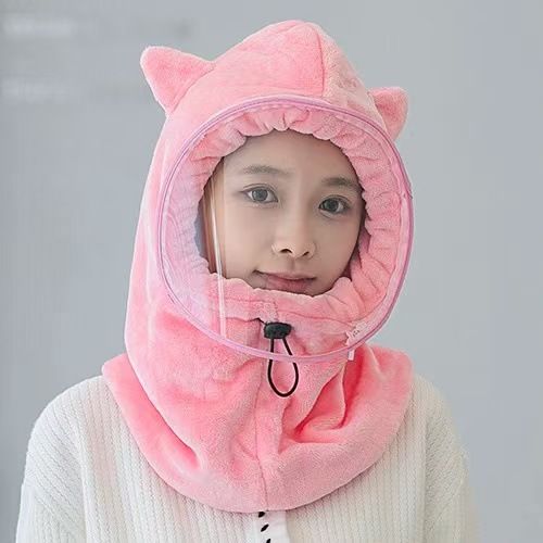 LazyZoom Women's Riding, Cold-Proof Air Mask, Lei Feng Warm Cotton Neck Warmer, Integrated Hat, Windproof Ear Protection Hat For_voghion.com
