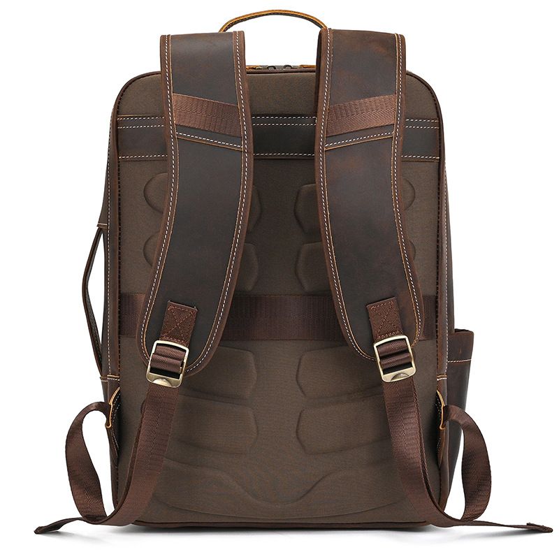 Top Layer Rindsleder Herren Crazy Horse Business-Rucksack mit großer Kapazität 16 Zoll lässige Reisetasche aus echtem Leder_voghion.com