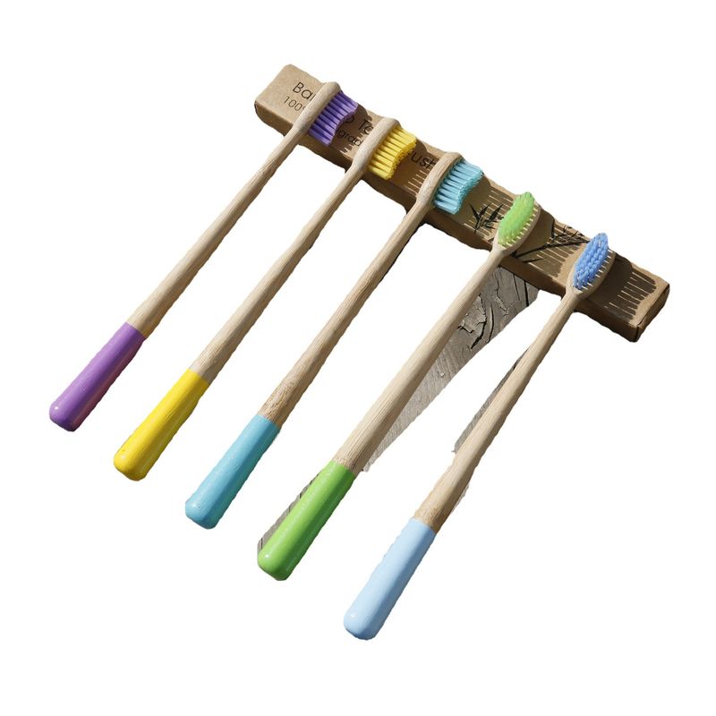 Round tail charcoal soft bristles, small round spine bamboo biodegradable toothbrush, single independent packaging_voghion.com