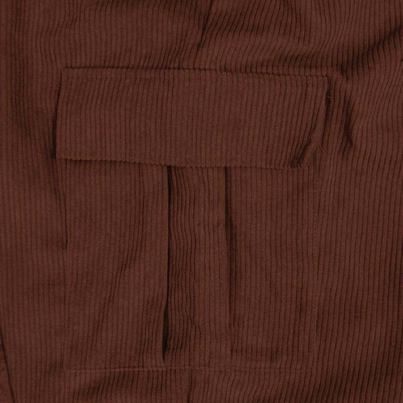 Cord Einfarbige Jogginghose Lose Gerade Multi-Pocket Herren Dünne Freizeithose Herbst Winter_voghion.com