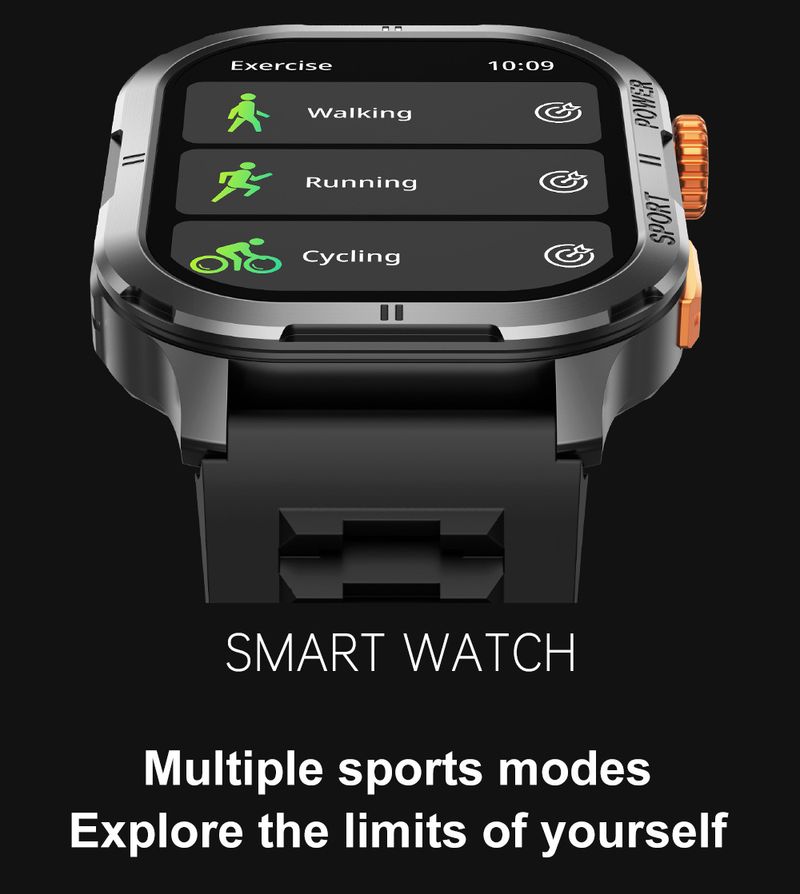 Det nye smartwatch understøtter Bluetooth-opkaldstilstandsdetektion, IP68 vandtæt firkantet HD AMOLED social underholdning_voghion.com