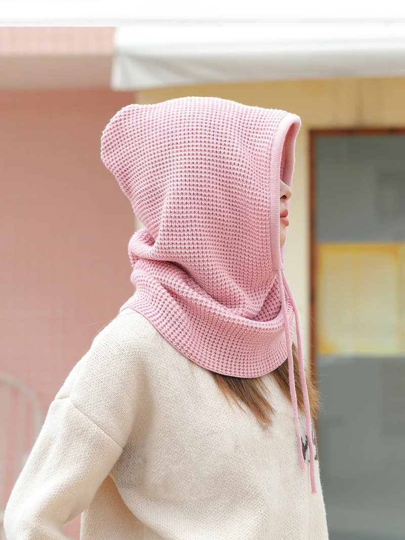 Un berretto invernale da donna, passamontagna lavorato a maglia, maschera, collo, sciarpa circolare, cappello da neve_voghion.com
