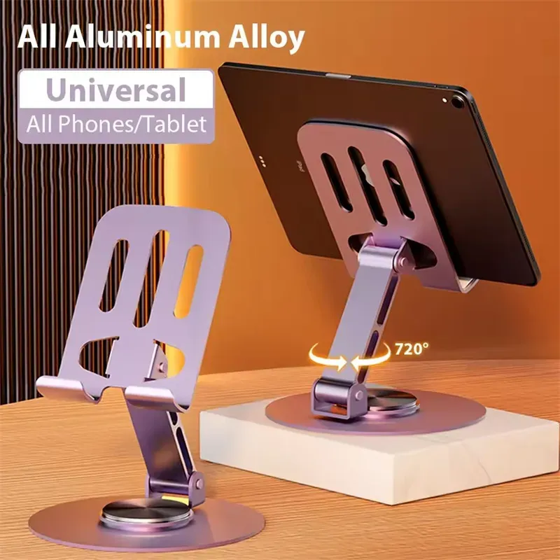 Metal Aluminum Rotatable 360° Mobile Phone Holder Bracket For IPhone IPad Samsung Tablet Flexible Folding Lazy Desktop_voghion.com