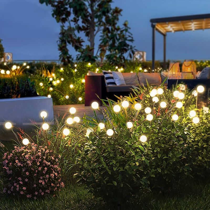 Solar LED Firefly Lawn Lights – Wind-Activated Garden Decor With Dual Modes (Warm White & RGB, 6/8/10 Heads, Waterproof, CE Certified, Manual Switch)_voghion.com