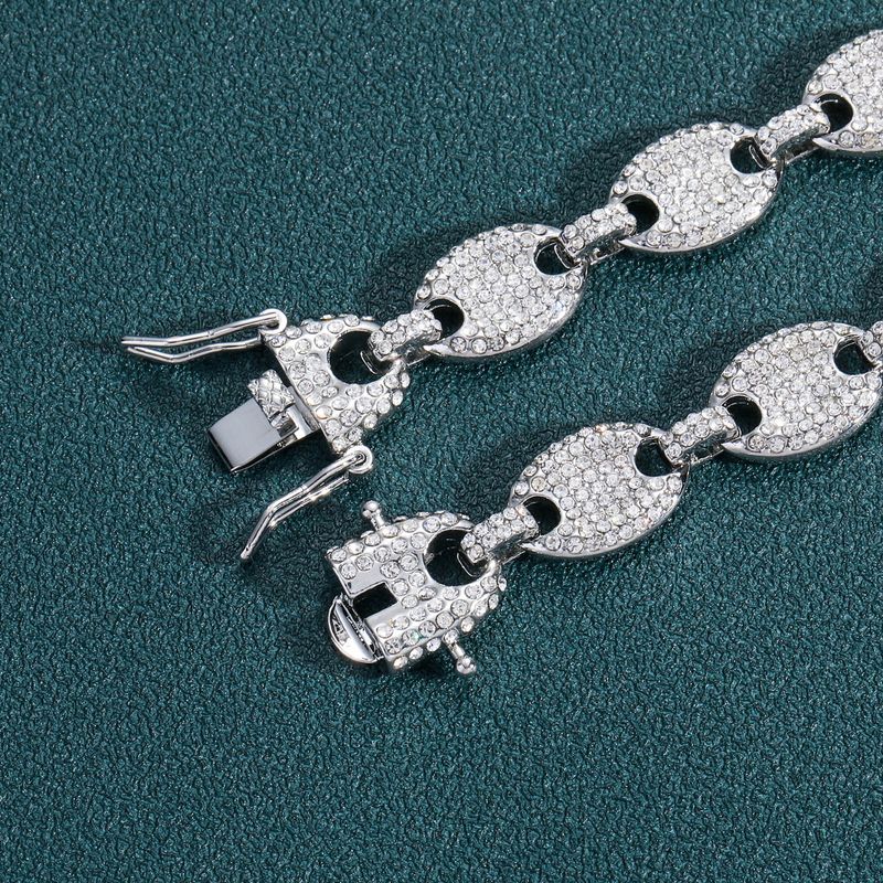 Jewelry Cuban 12mm Alloy Pig Nose Men's Diamond Set Bracelet_voghion.com