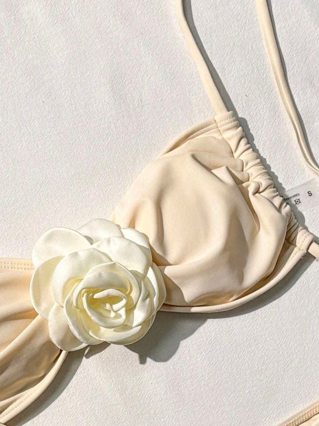 Costume da bagno bikini con fiori tridimensionali alla moda per donna_voghion.com