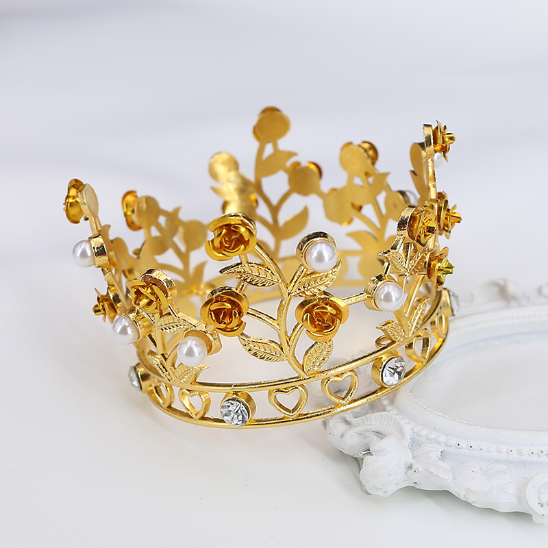 Copricapo da sposa in lega con corona di fiori di compleanno transfrontalieri originali, corona di fiori, foglie rotonde per bambini, corona di rose_voghion.com