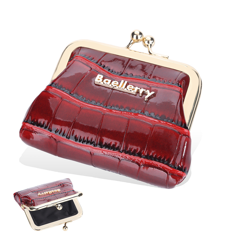 Baellerry Nuovo portafoglio in latta lucida con motivo coccodrillo e portamonete con clip in metallo_voghion.com