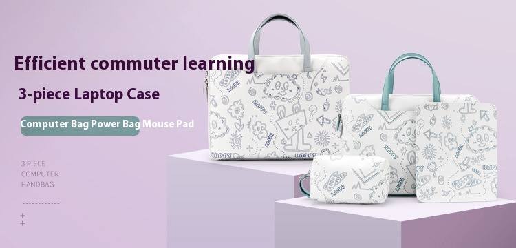 Geantă pentru laptop, noul tip din 2025, cu imprimeu de desene animate drăguțe, potrivită pentru pachete de alimentare pentru laptopuri Applo Macbook de 14 inch și 15,6 inch_voghion.com