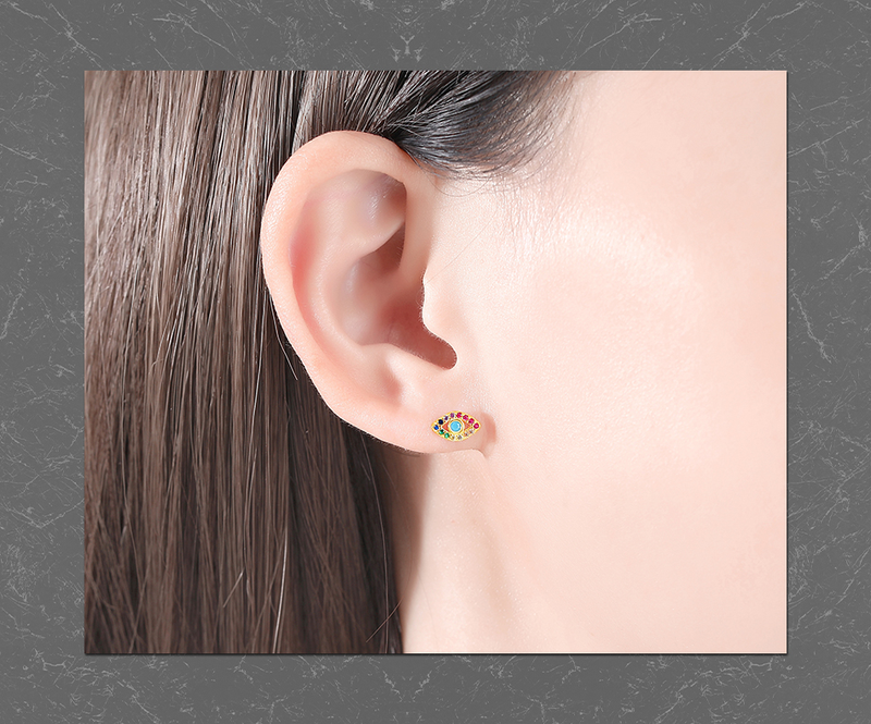 Orecchini a bottone con zirconi cubici colorati per donna, in argento sterling e opale, per feste di Natale_voghion.com