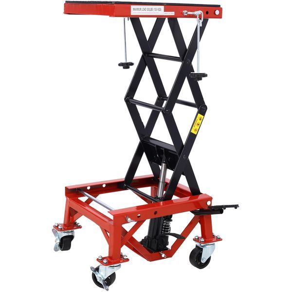 300 Lbs Hydraulic Motorcycle Scissor Jack Lift Foot Step Wheels For Small Dirt Bikes,red Color_voghion.com