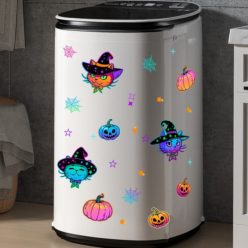 Glow In The Dark Halloween Wall Stickers - 6PCS Ghost Bat Spider Fluorescent Decals For Home Party Decor (20x15cm)_voghion.com