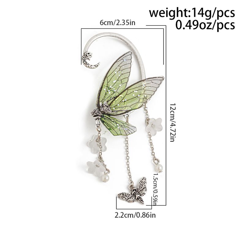 Orecchini a farfalla con nappa, elfo della foresta, senza piercing, con clip per l'orecchio, fiori a farfalla, nappa, orecchini lunghi con polsino per l'orecchio, gioielli, regali per donne e ragazze_voghion.com