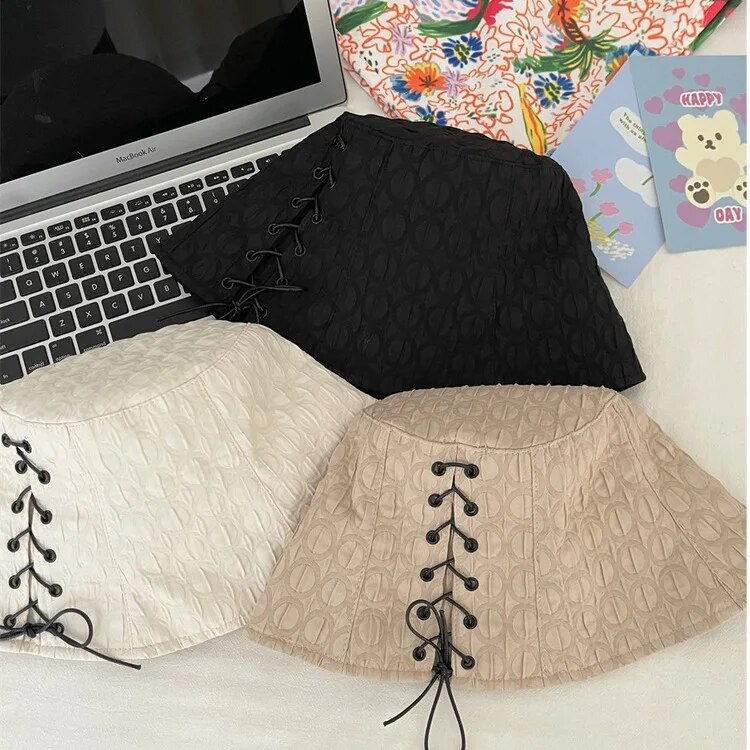 Chapeau de pêcheur à bretelles pour fille très douce, nouveau printemps et été, Style coréen, doux et polyvalent, couvrant le visage, Protection solaire, chapeau seau respirant_voghion.com