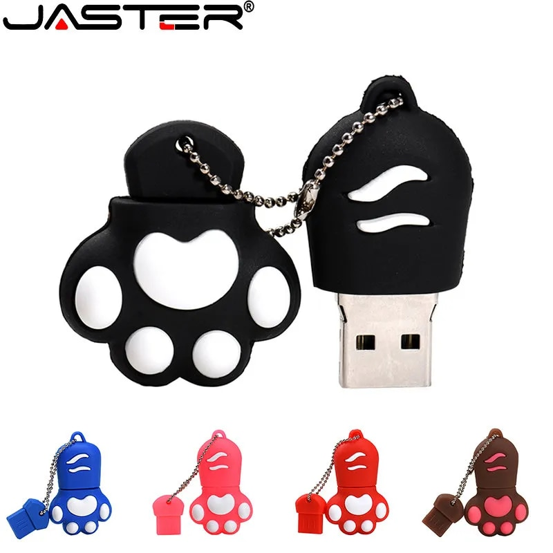 Sarjakuva Cat Paw Pen 64 Gt avaimenperä Pendrive 32 Gt punainen USB-muistitikku 16 Gt 8 Gt 4 Gt söpö uusi Memory Stick ilmainen_voghion.com